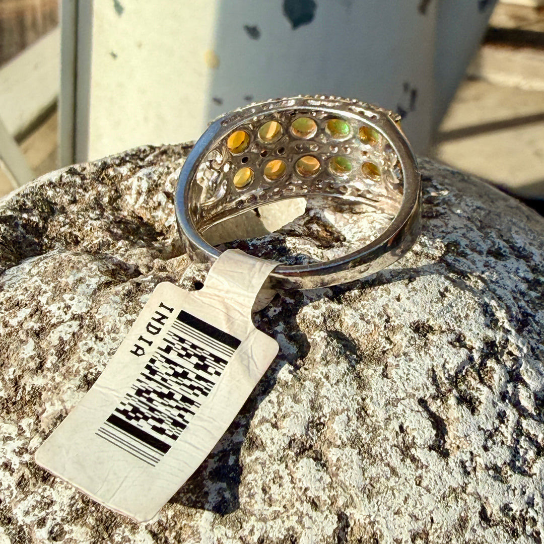 Sterling Silver Opal and Cubic Zirconia Ring size 10 1/4 NWT