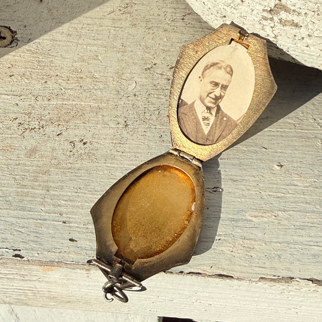 Victorian Sterling Silver Shield Shaped Locket with Husband
