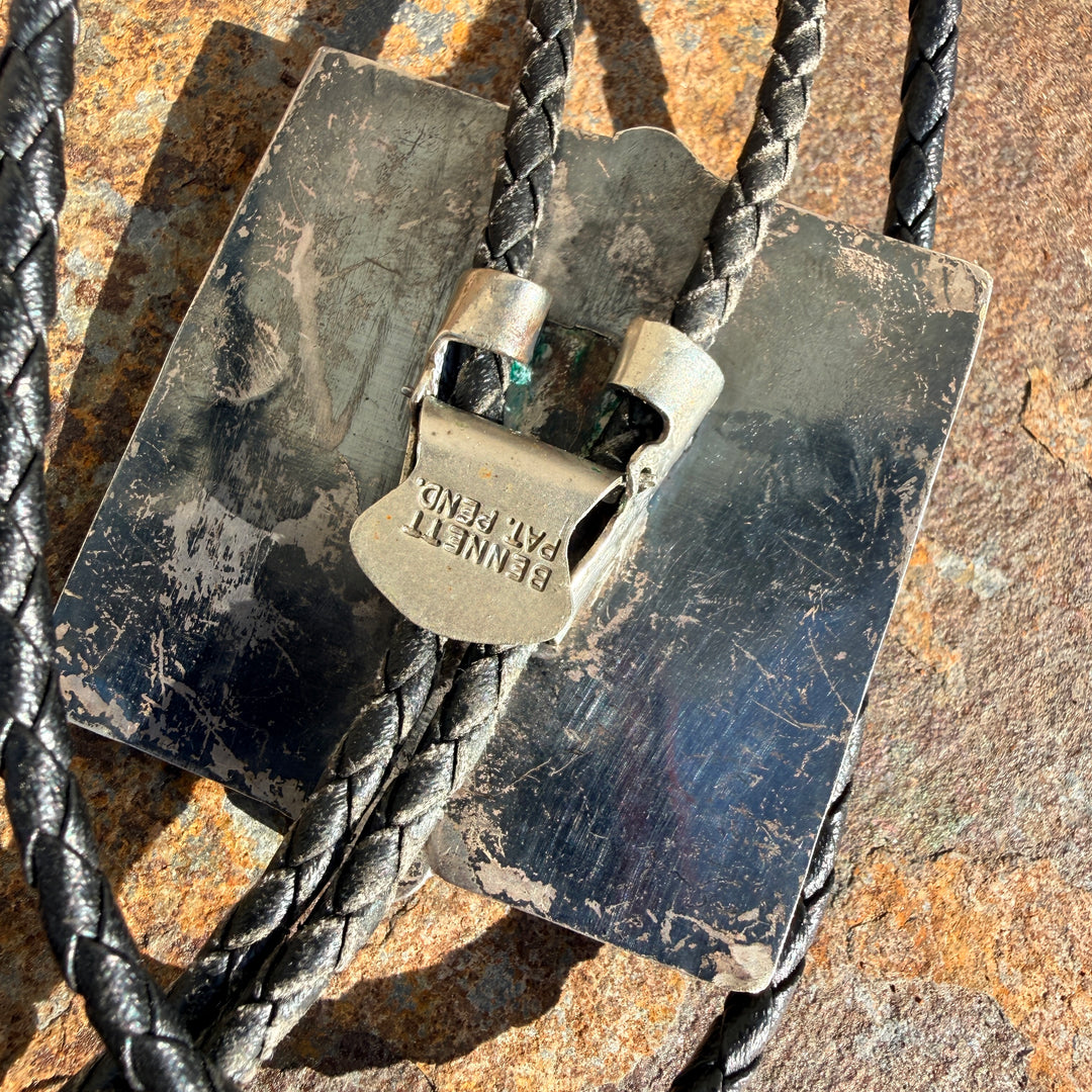 Large Vintage Navajo Sterling Silver & Turquoise Bolo Tie