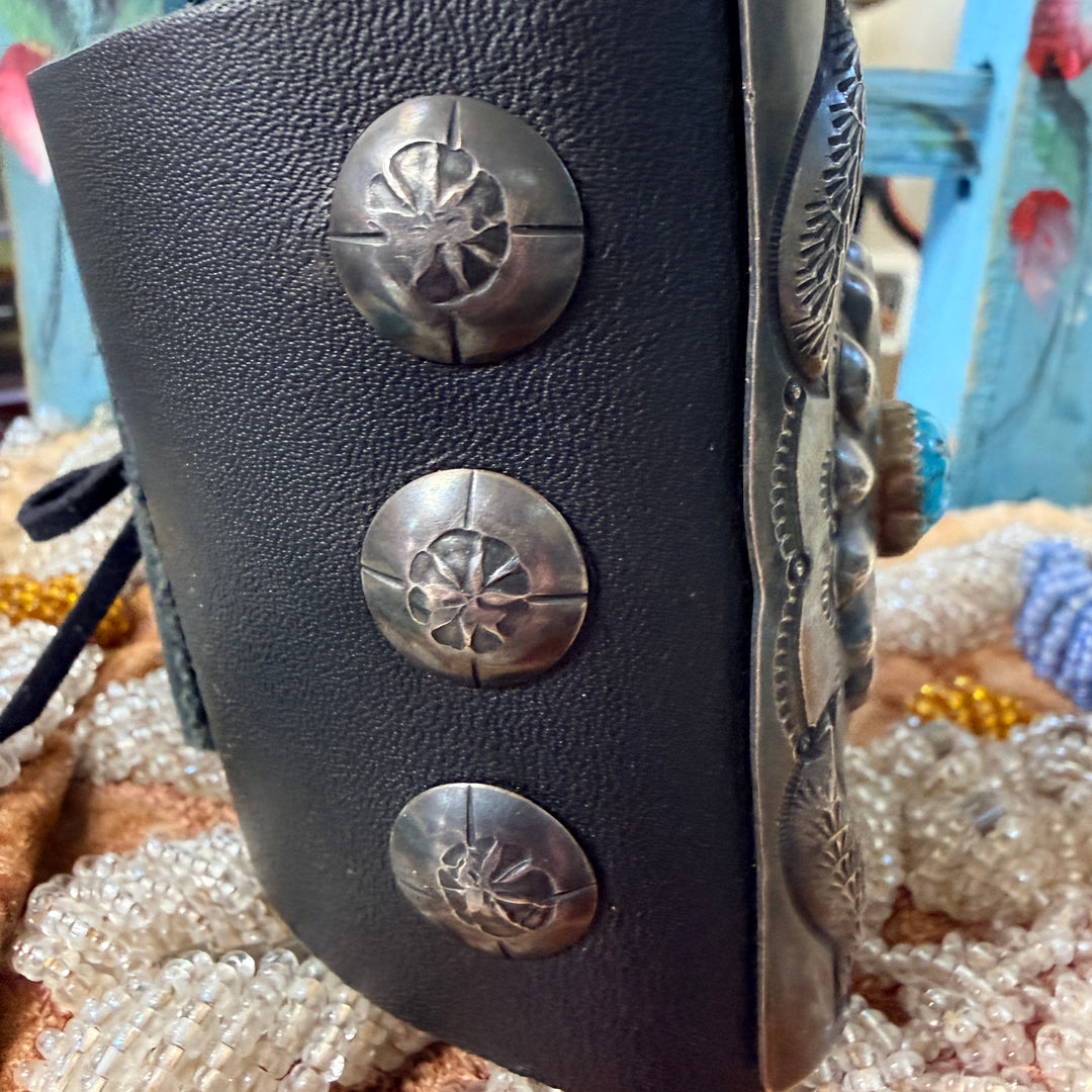 Sterling Silver Turquoise Black Leather Ketoh