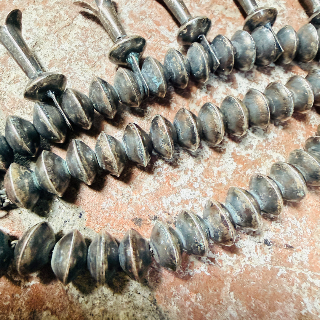 Early Navajo Sterling Silver Squash Blossom Necklace
