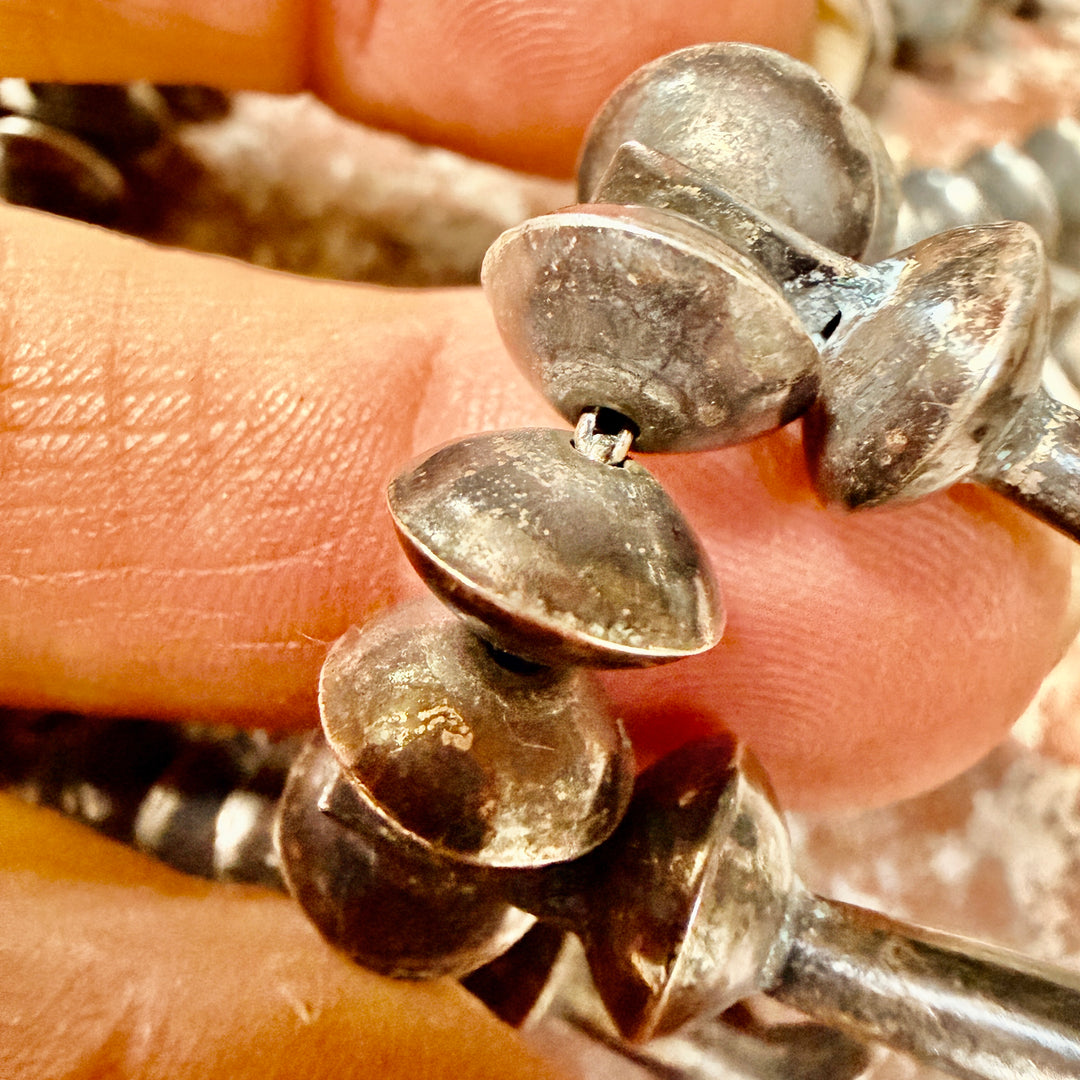 Early Navajo Sterling Silver Squash Blossom Necklace