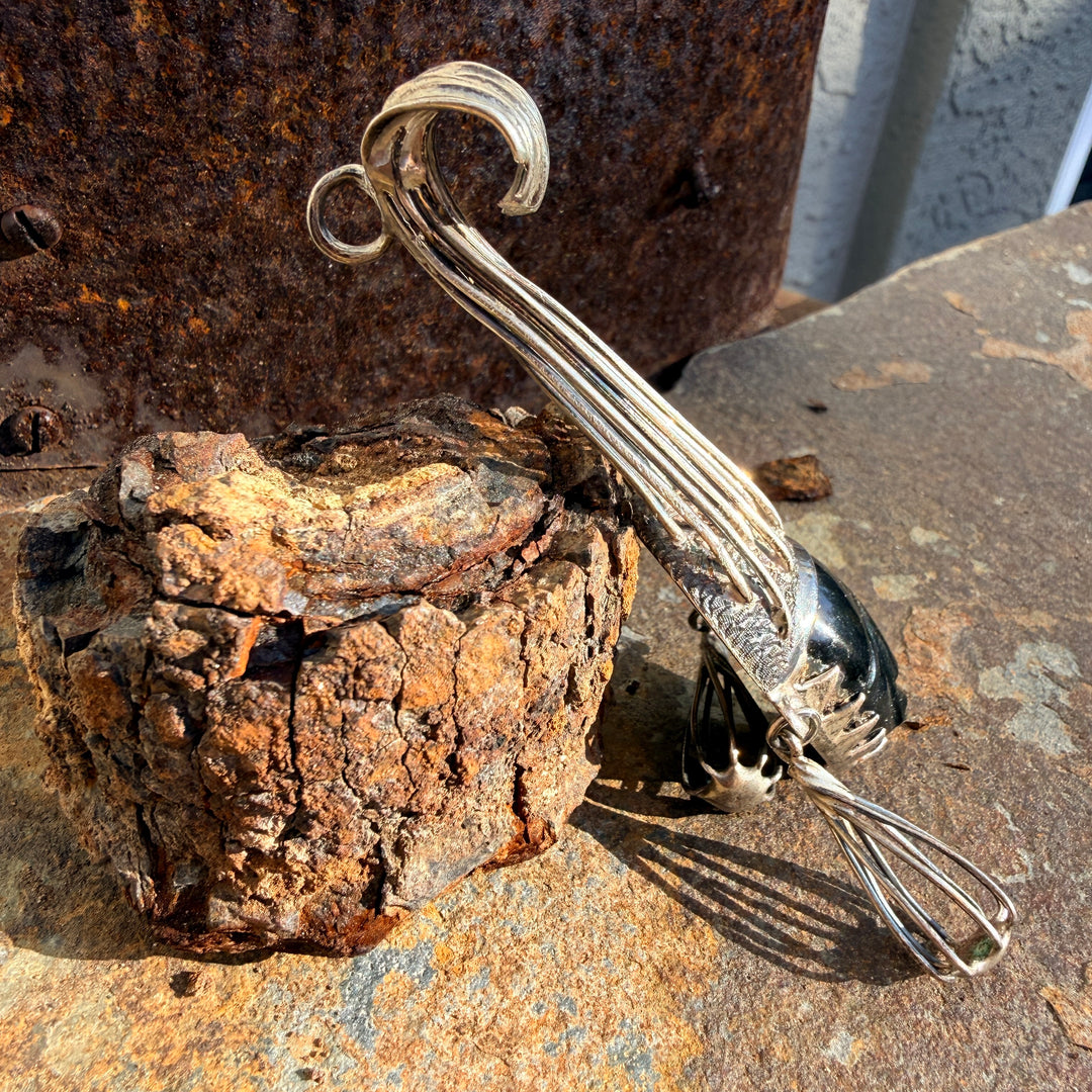 Large Mexican Sterling Silver & Sheen Obsidian Mask Pendant