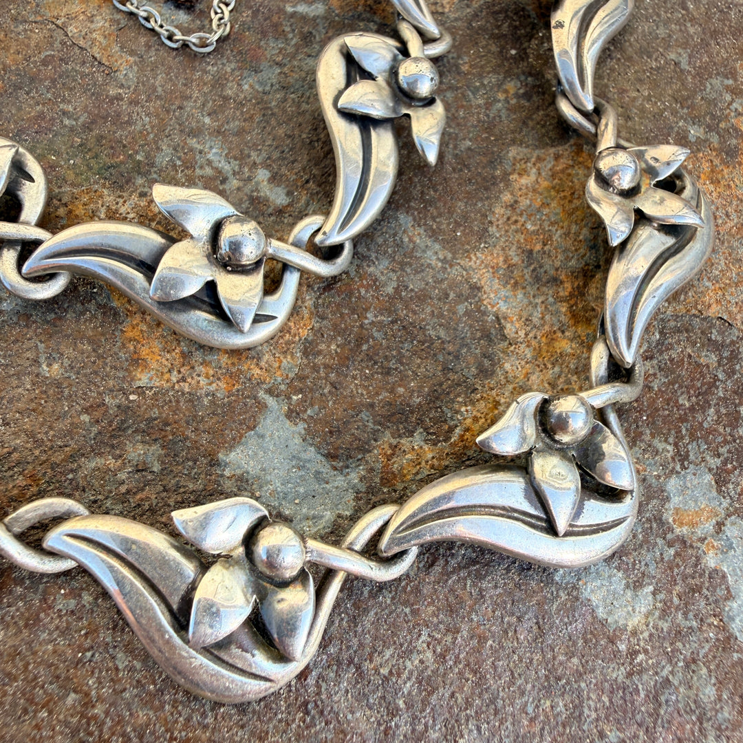 Vintage Sterling Silver Necklace & Bracelet Set Mexico