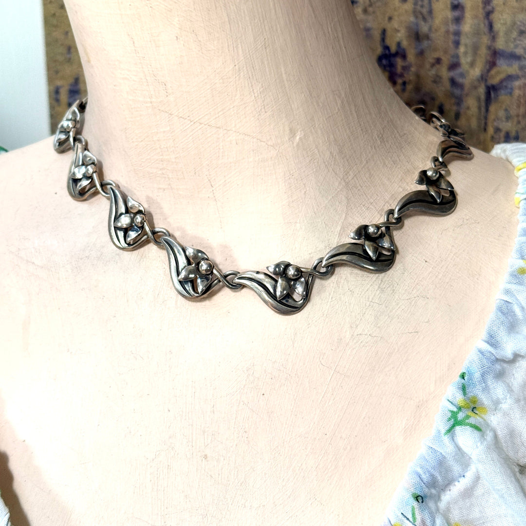 Vintage Sterling Silver Necklace & Bracelet Set Mexico