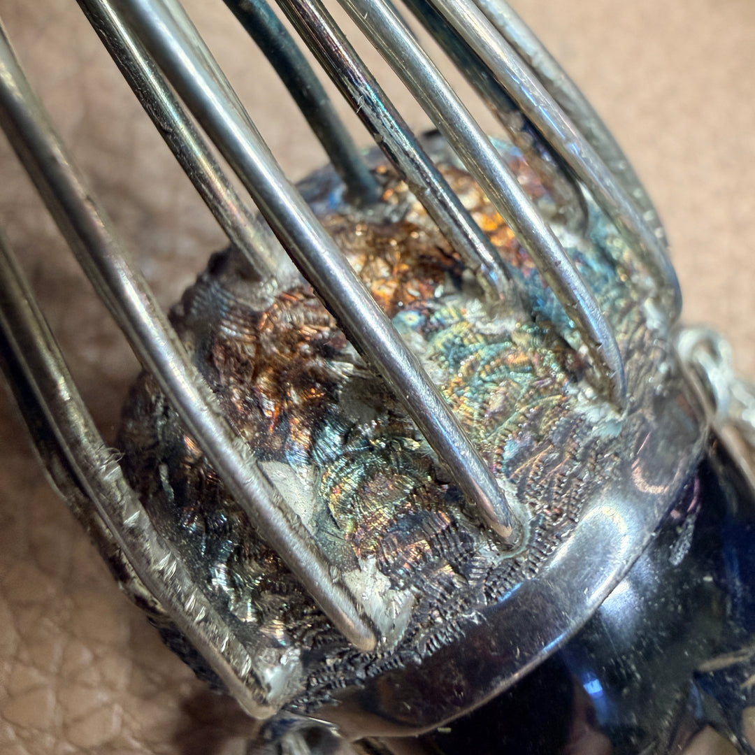 Large Mexican Sterling Silver & Sheen Obsidian Mask Pendant