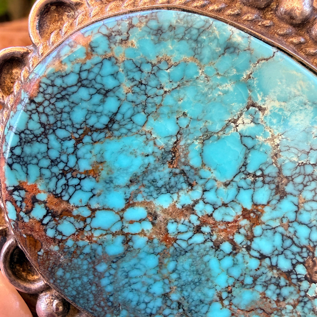 Vintage Native American Sterling Silver & Turquoise Cuff Bracelet