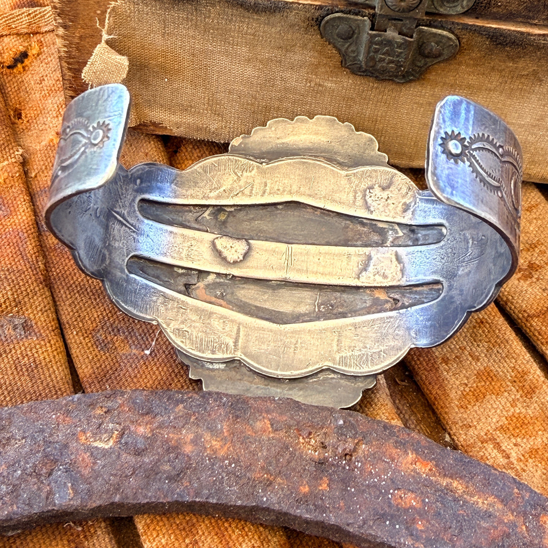 Vintage Native American Sterling Silver & Turquoise Cuff Bracelet