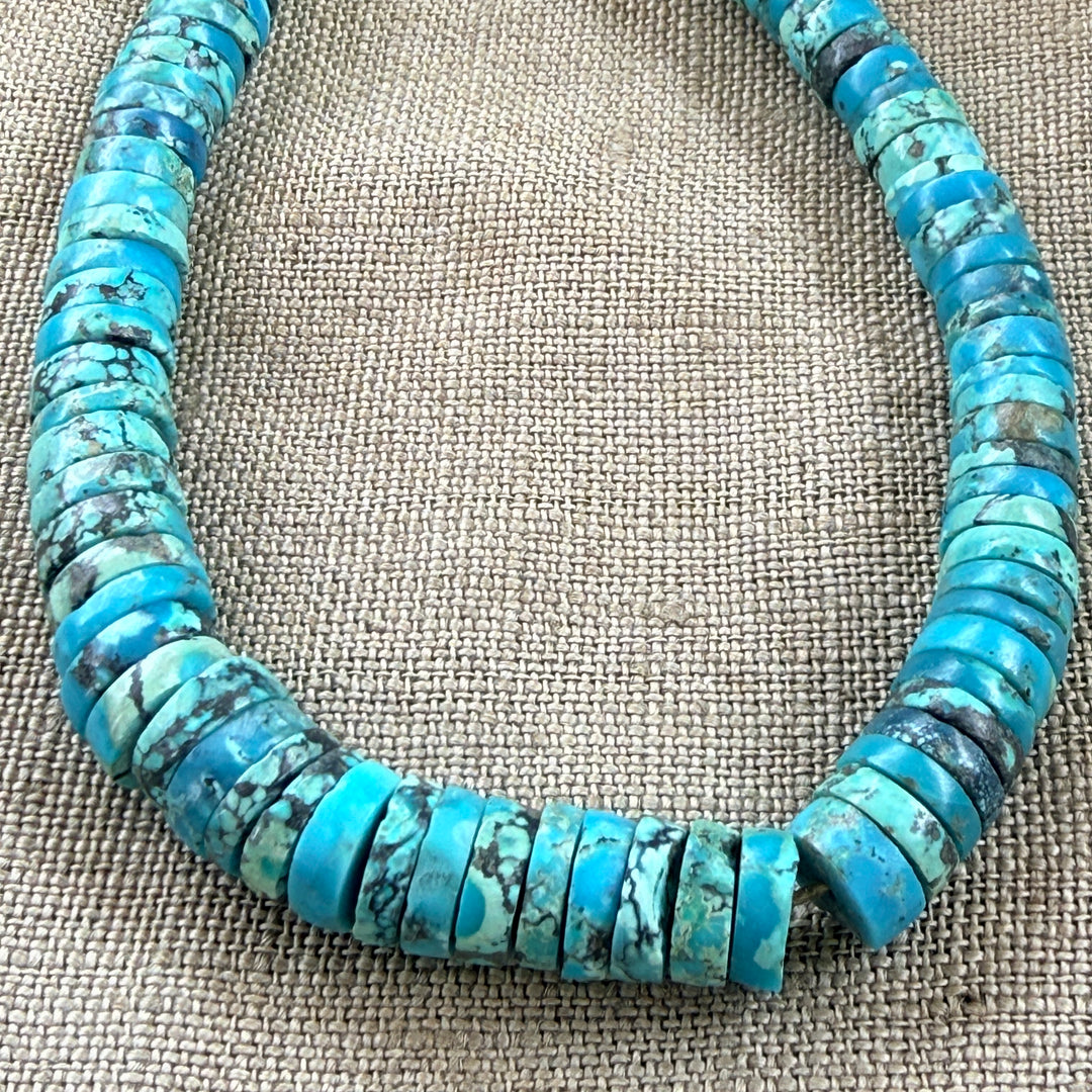 Vintage Spider Web Turquoise Heishi Necklace  Native American