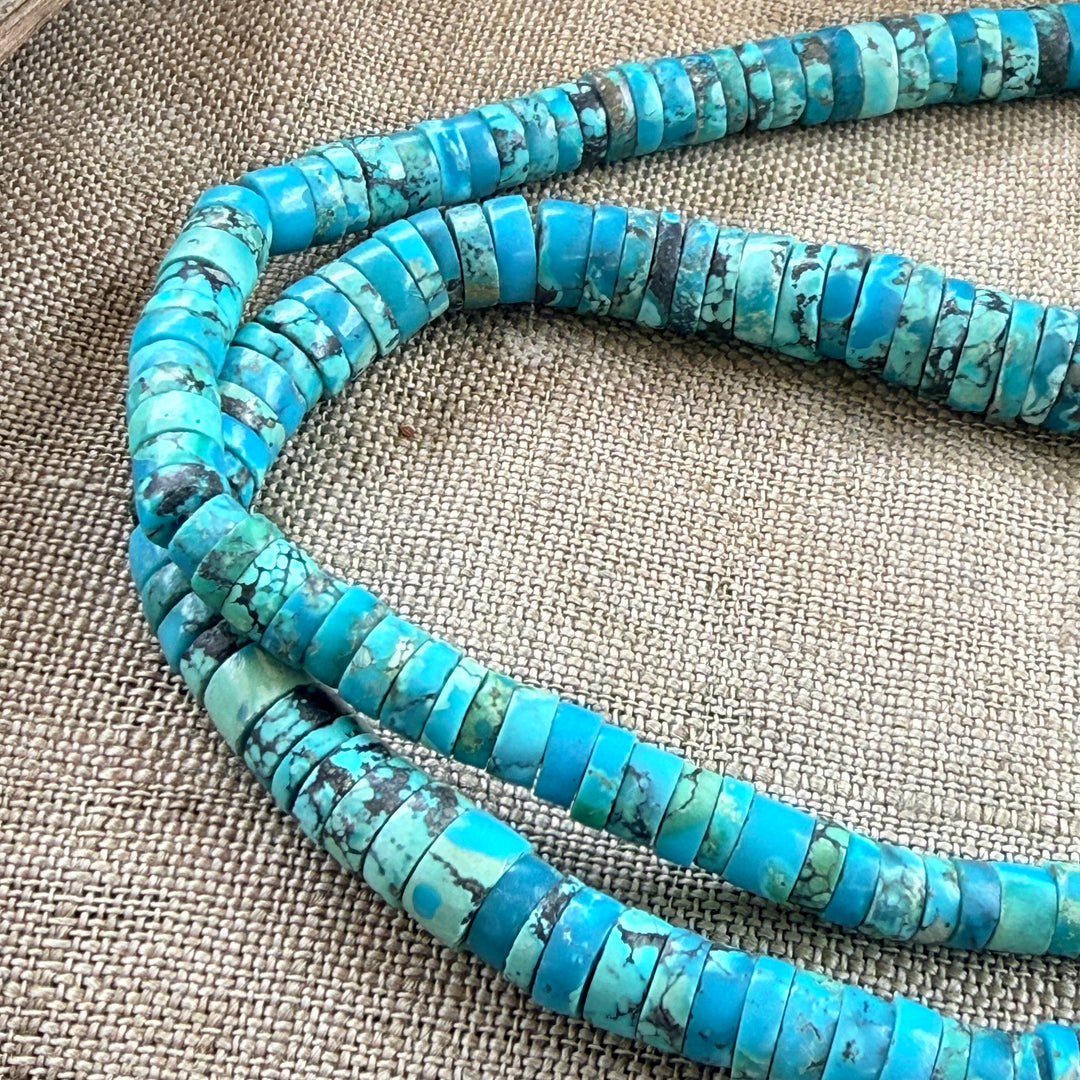 Vintage Spider Web Turquoise Heishi Necklace  Native American