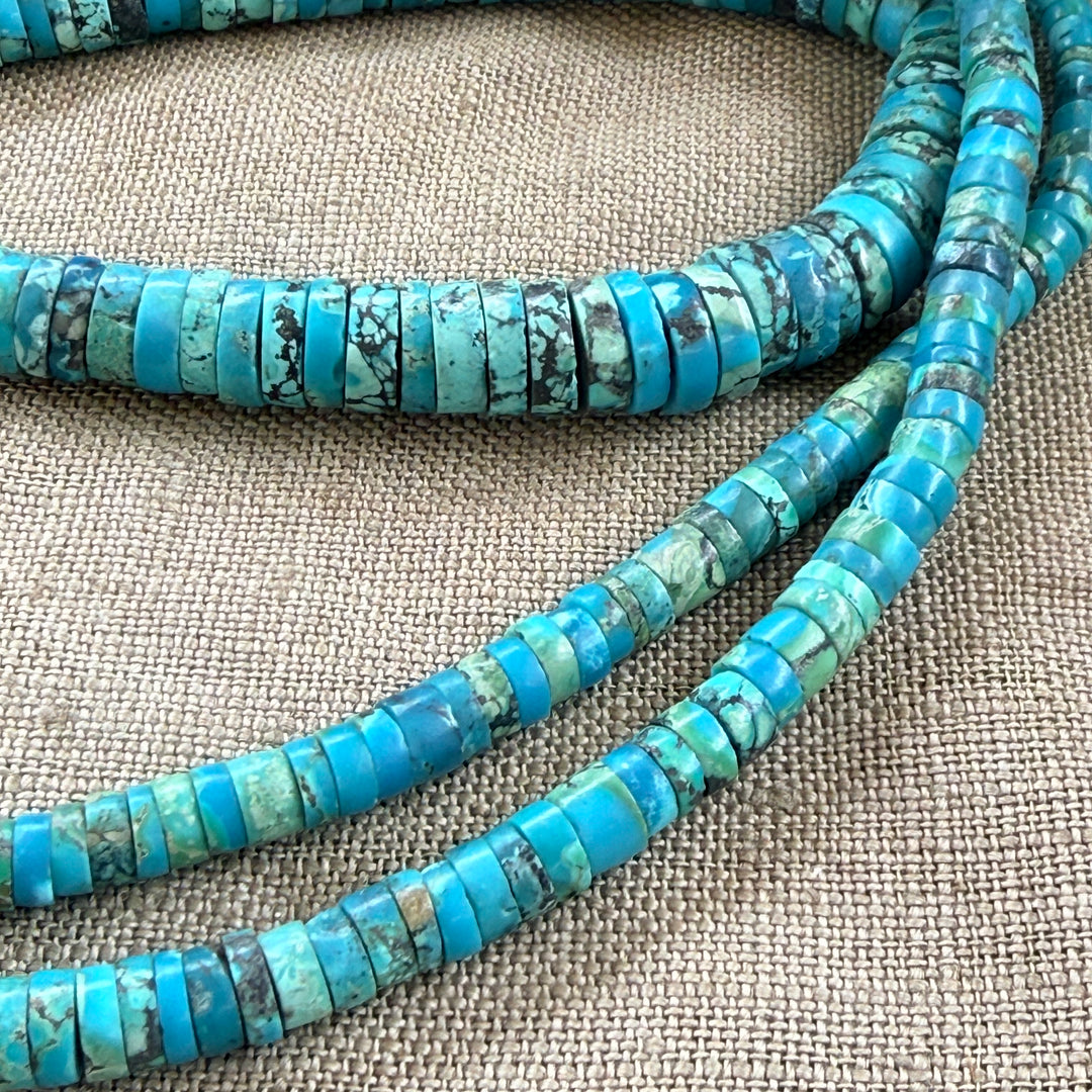 Vintage Spider Web Turquoise Heishi Necklace  Native American