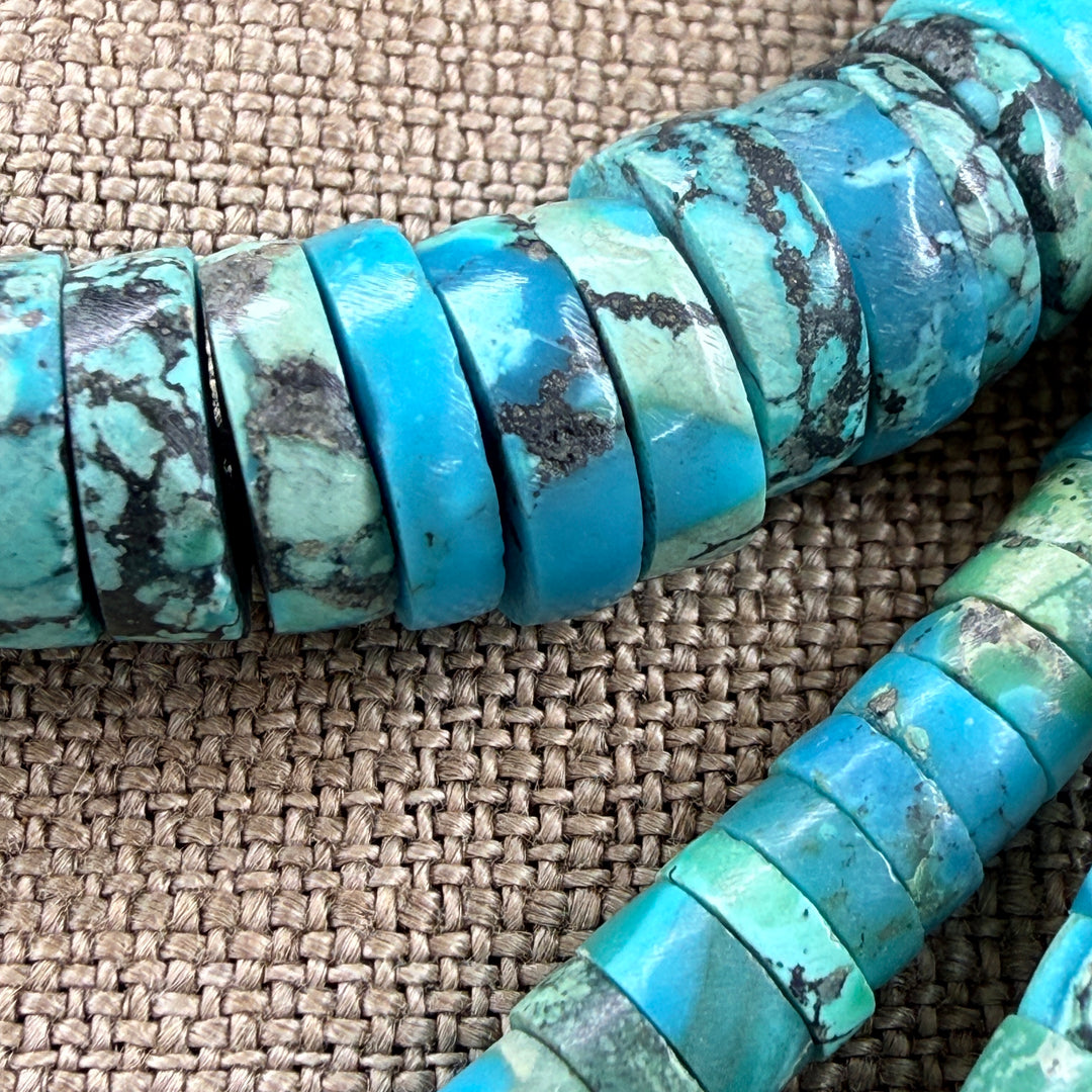 Vintage Spider Web Turquoise Heishi Necklace  Native American