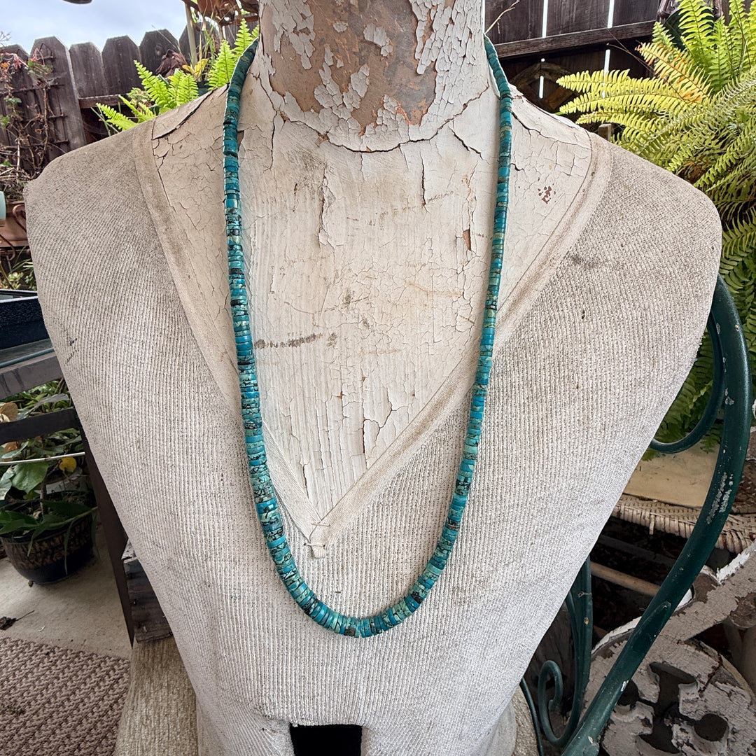 Vintage Spider Web Turquoise Heishi Necklace  Native American