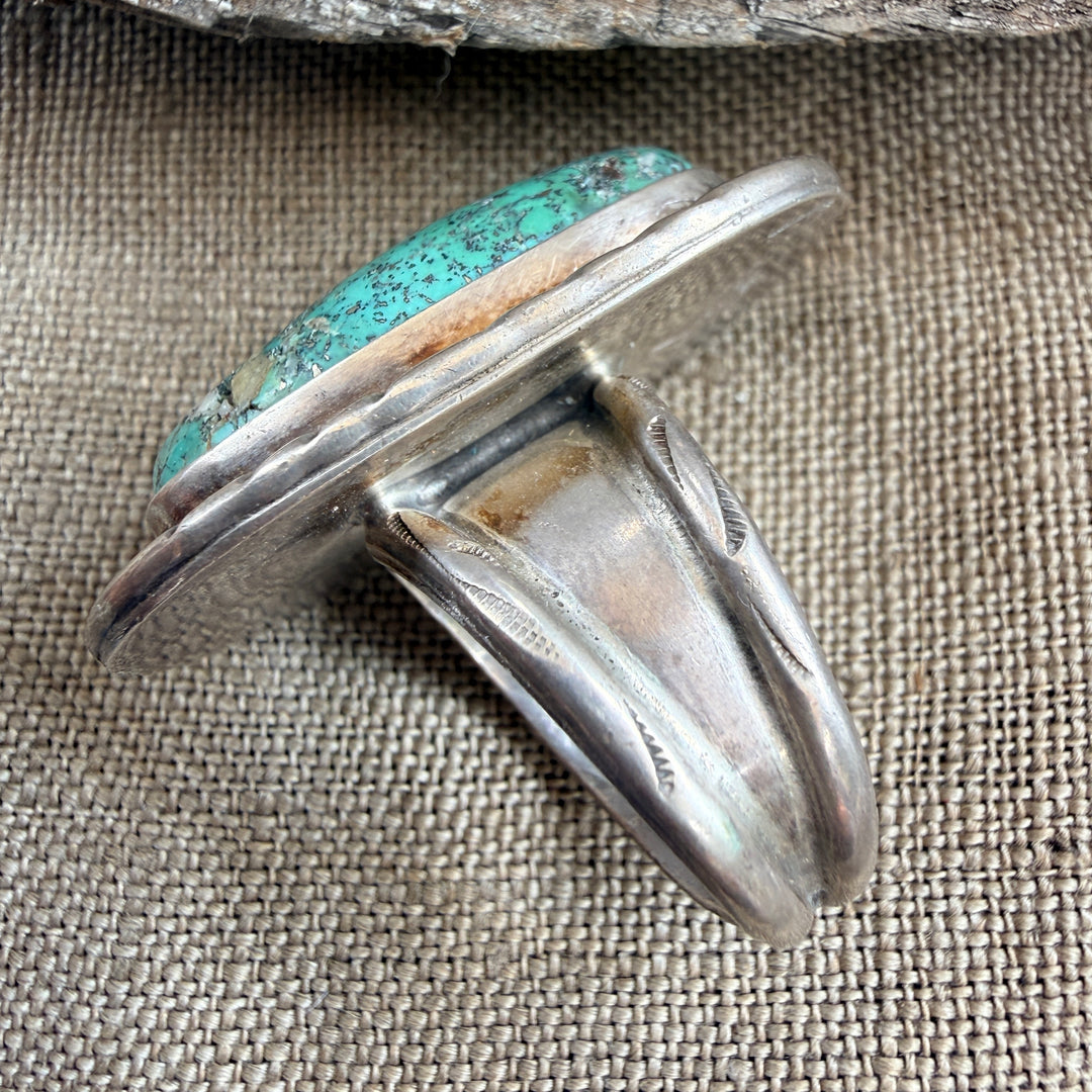 Vintage Navajo Sterling Silver Turquoise Ring Size 12