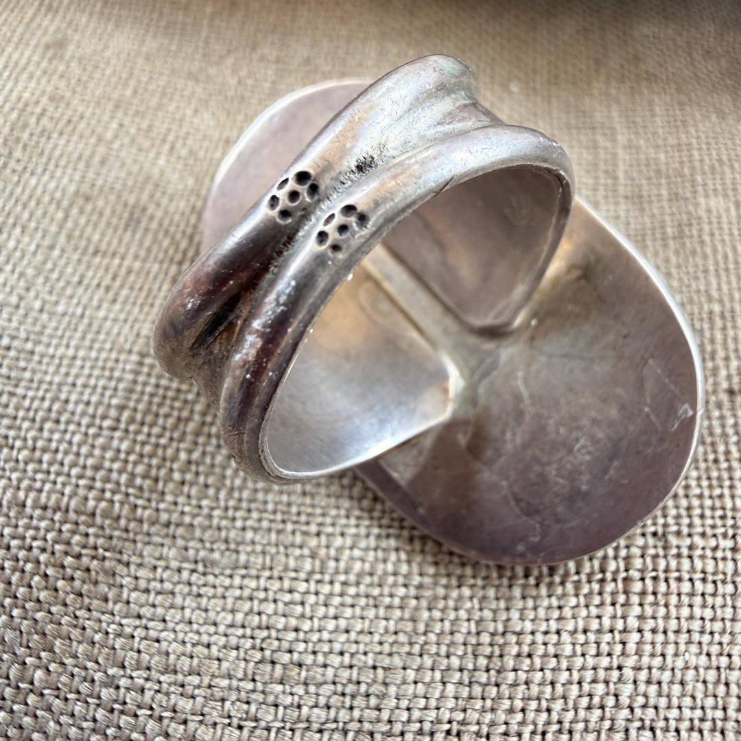 Vintage Navajo Sterling Silver Turquoise Ring Size 12