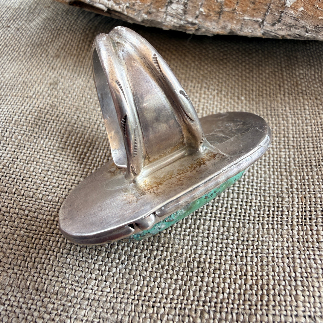 Vintage Navajo Sterling Silver Turquoise Ring Size 12