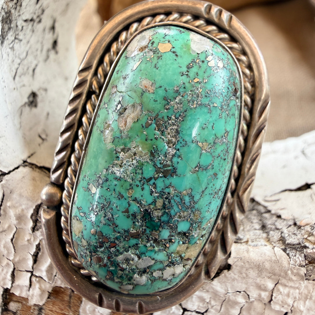 Vintage Navajo Sterling Silver Turquoise Ring Size 12