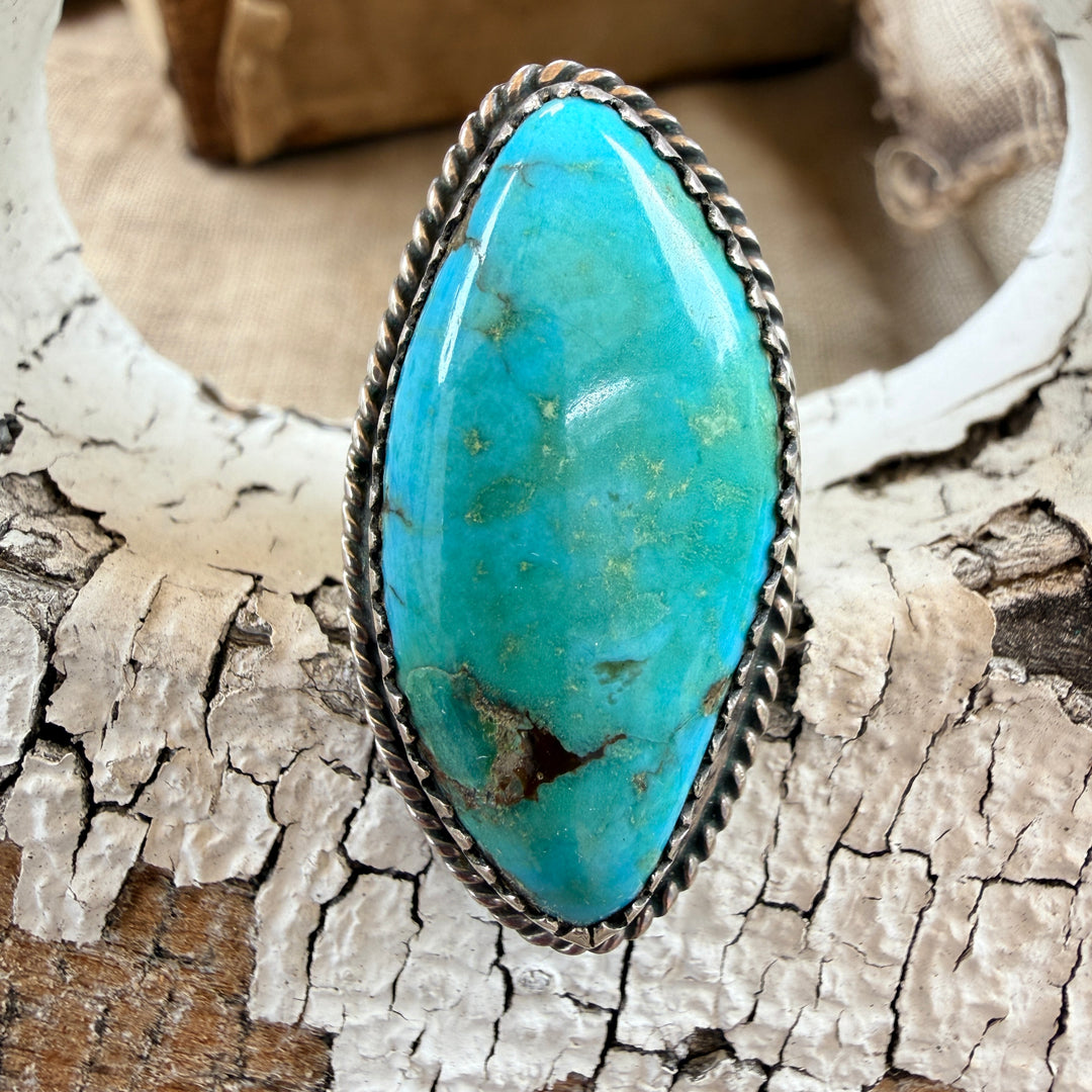 Vintage Navajo Sterling Silver Turquoise Ring Size 6 1/2