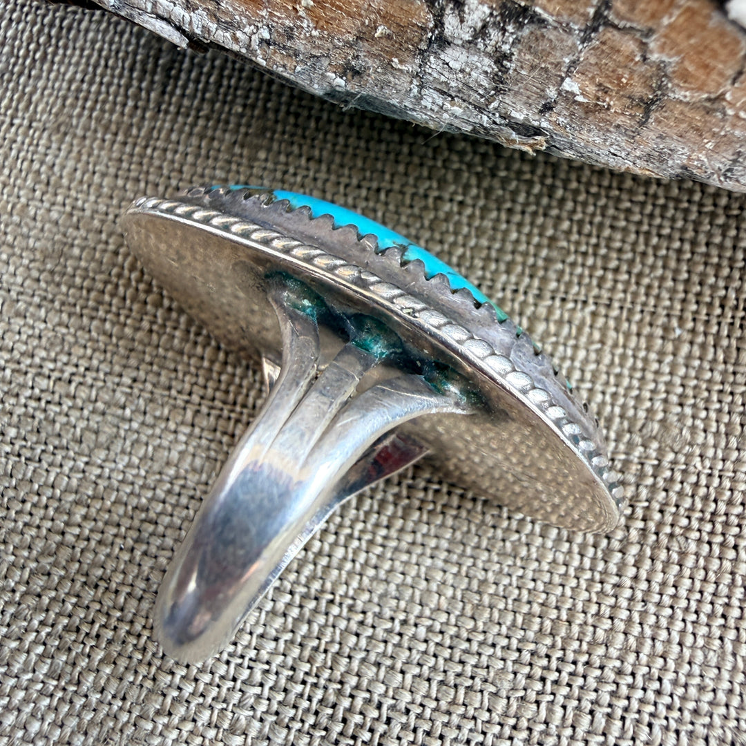 Vintage Navajo Sterling Silver Turquoise Ring Size 6 1/2