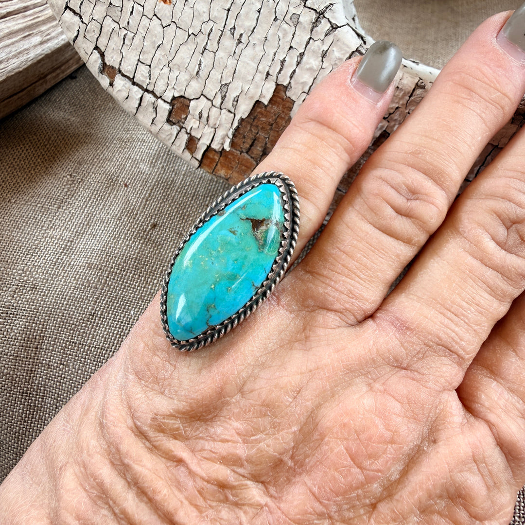 Vintage Navajo Sterling Silver Turquoise Ring Size 6 1/2