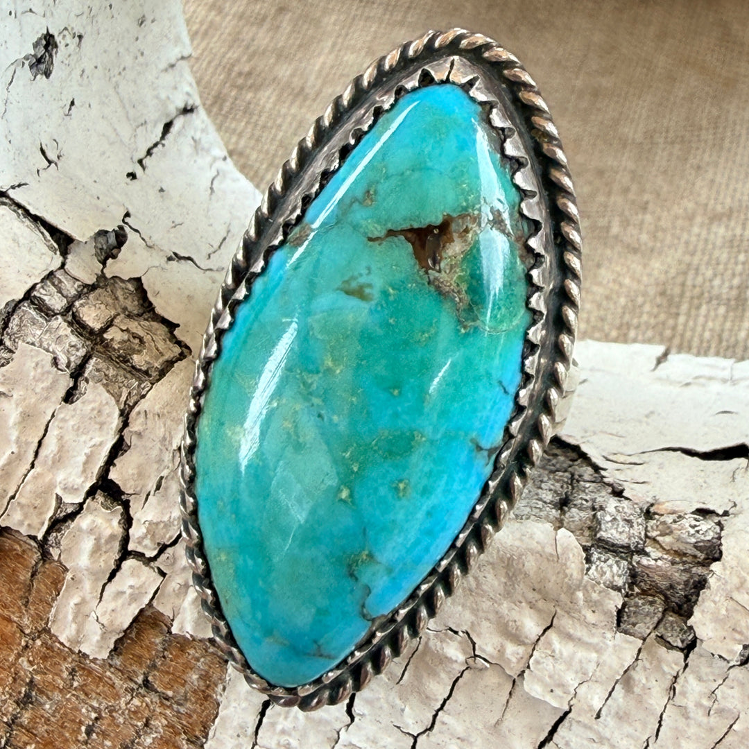 Vintage Navajo Sterling Silver Turquoise Ring Size 6 1/2