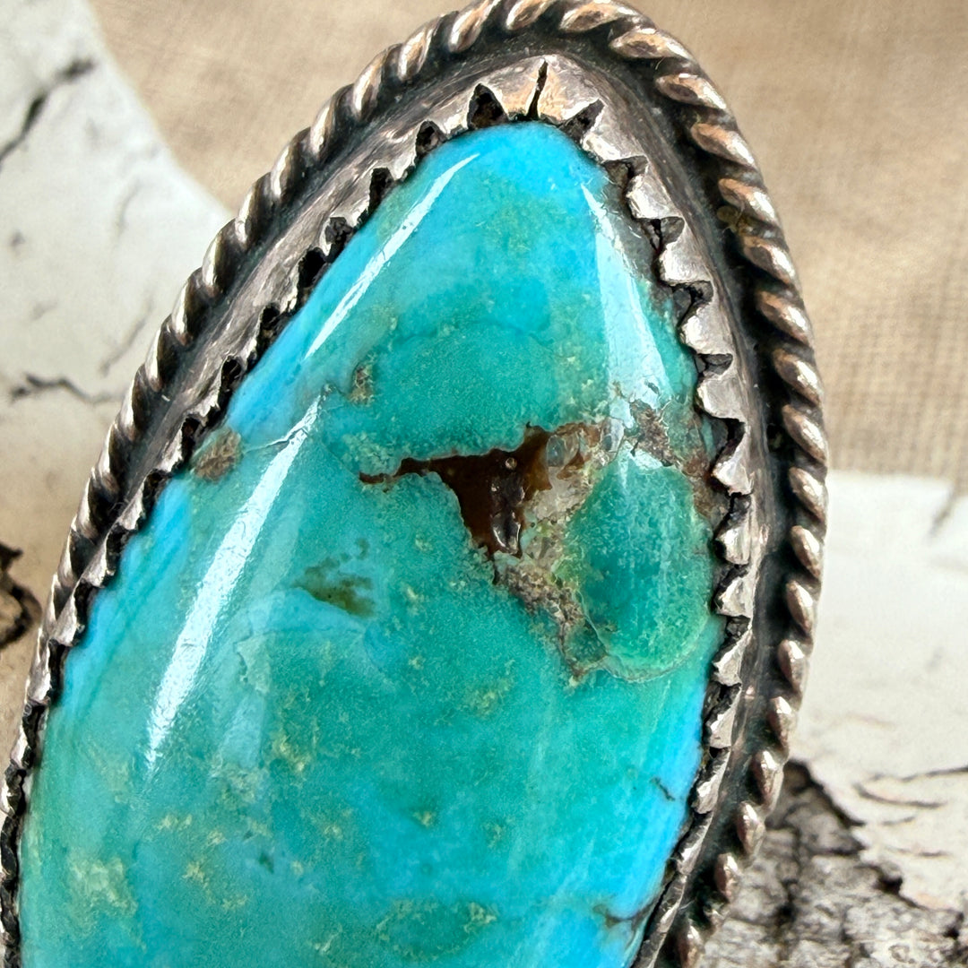 Vintage Navajo Sterling Silver Turquoise Ring Size 6 1/2