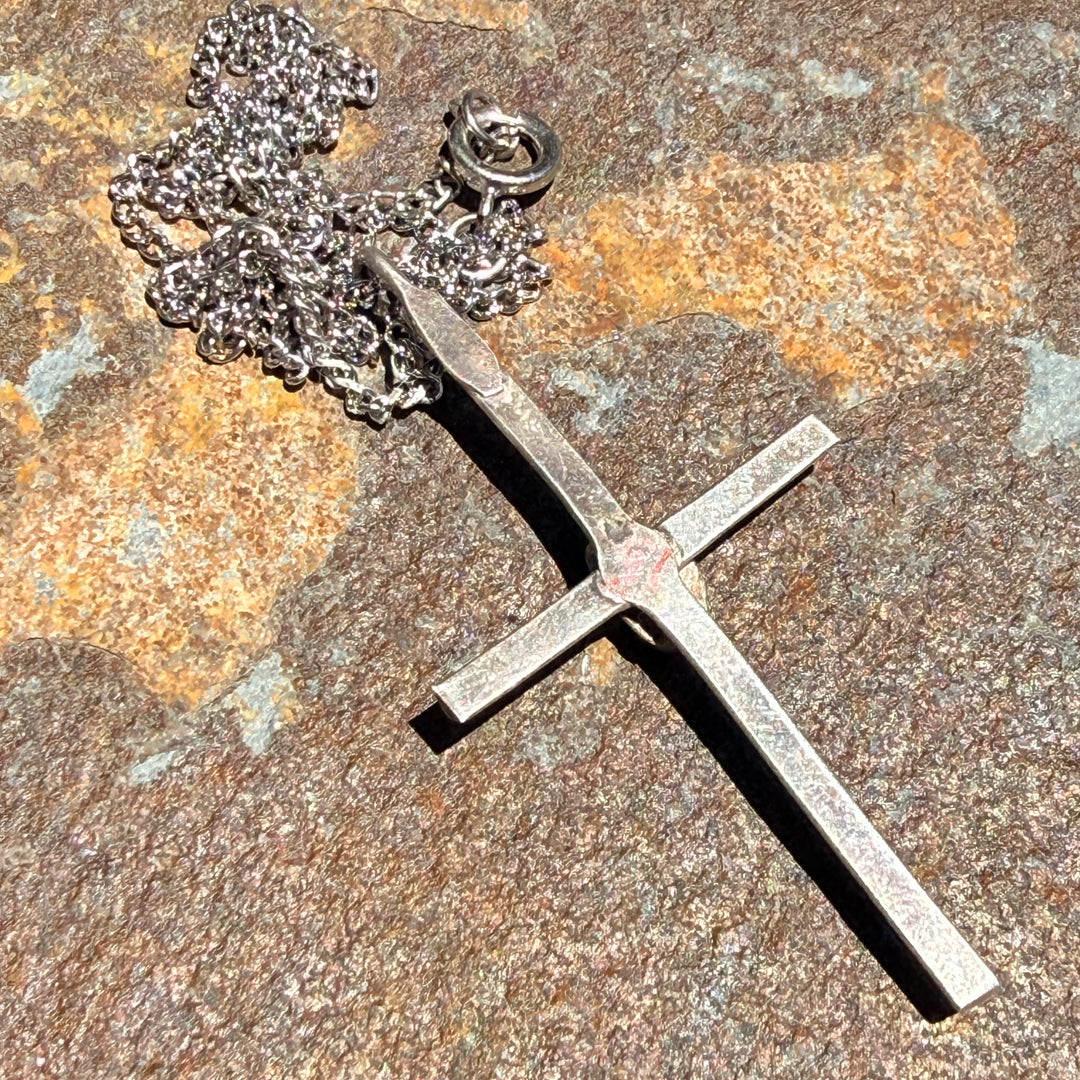 Vintage Navajo Sterling Silver Turquoise Cross Necklace