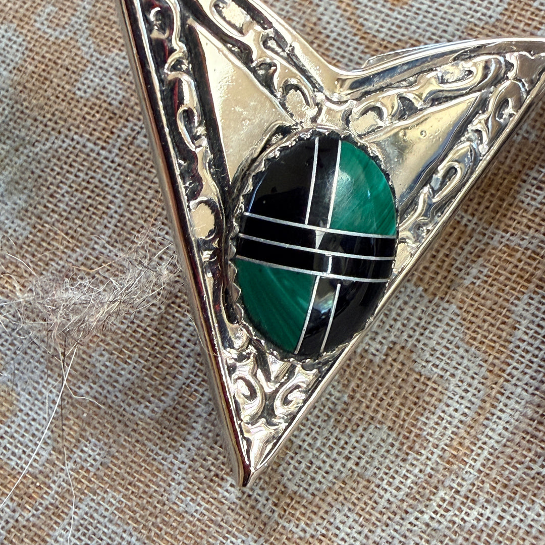 Western Shirt Collar Corners Nickel Silver Inlay