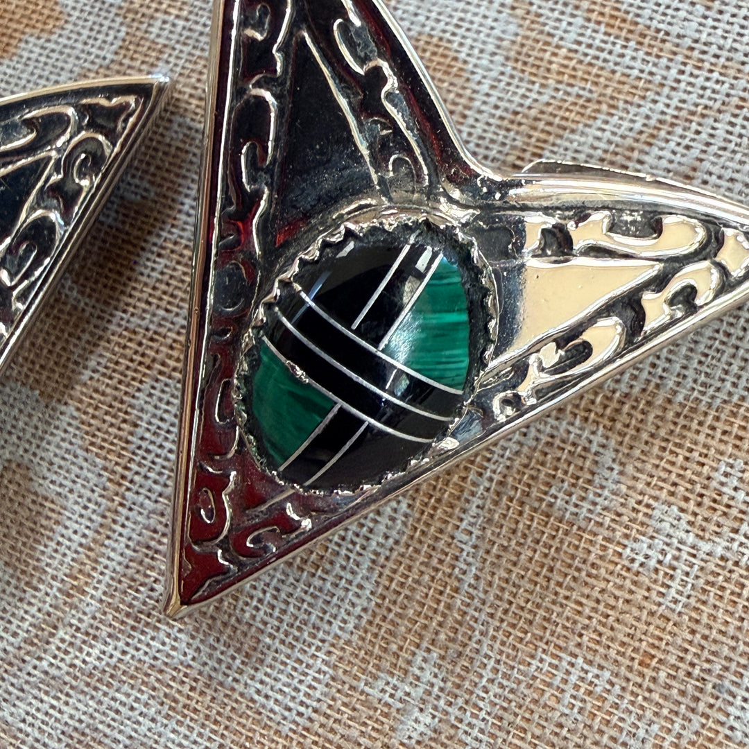 Western Shirt Collar Corners Nickel Silver Inlay