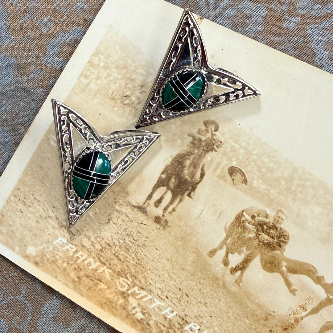 Western Shirt Collar Corners Nickel Silver Inlay