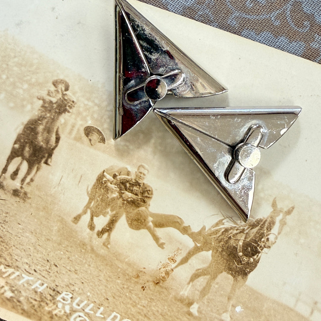 Western Shirt Collar Corners Nickel Silver Inlay