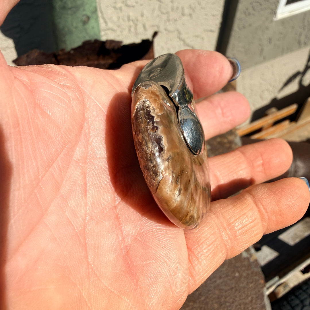 Large Vintage Sterling Silver Ammonite Pendant
