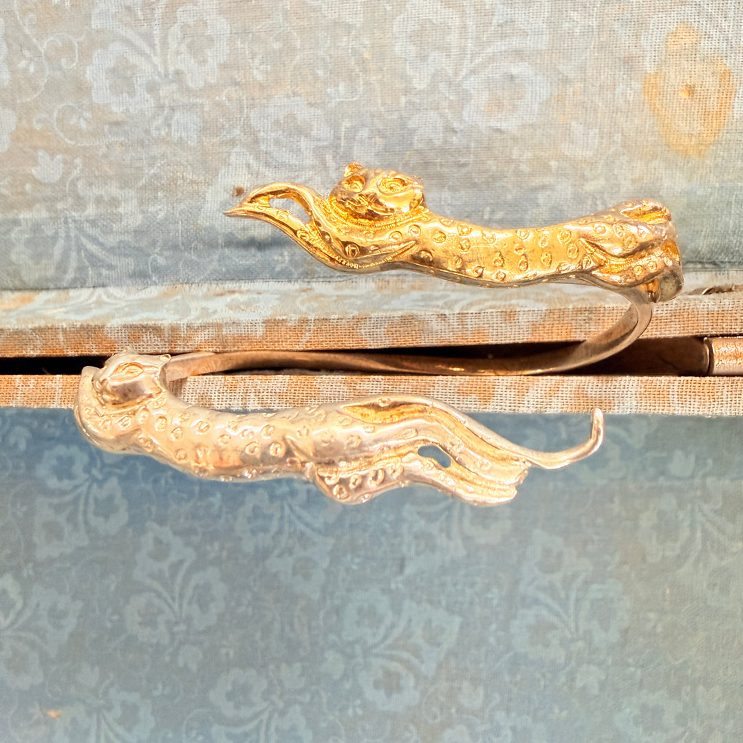 Sergio Bustamante Double Cat Bracelet Sterling Silver & Gold Bracelet