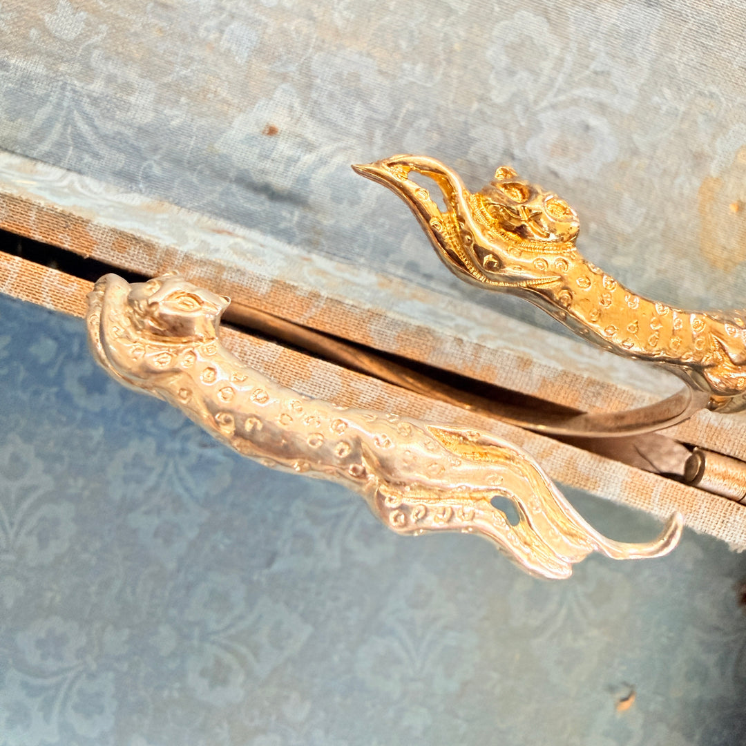 Sergio Bustamante Double Cat Bracelet Sterling Silver & Gold Bracelet