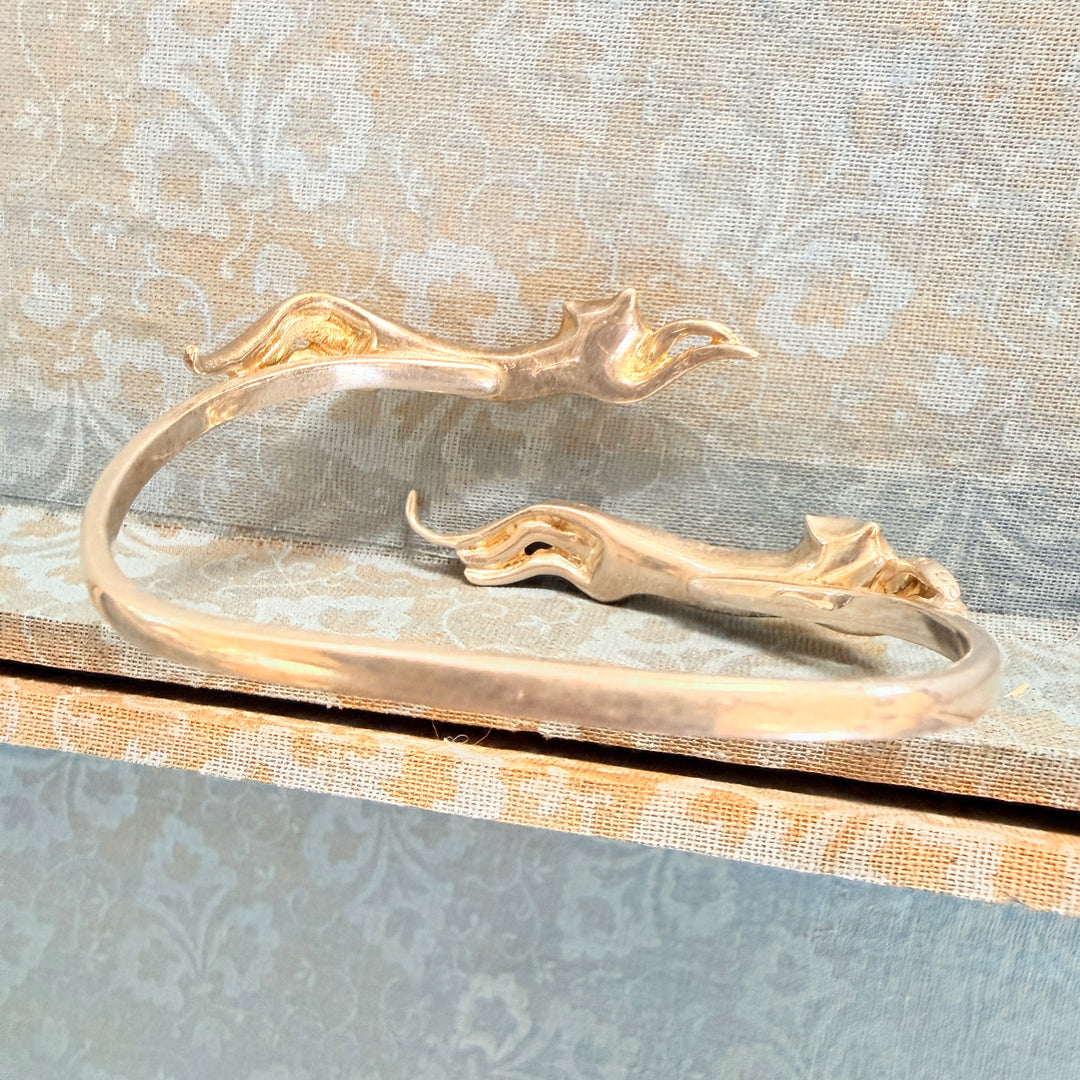 Sergio Bustamante Double Cat Bracelet Sterling Silver & Gold Bracelet