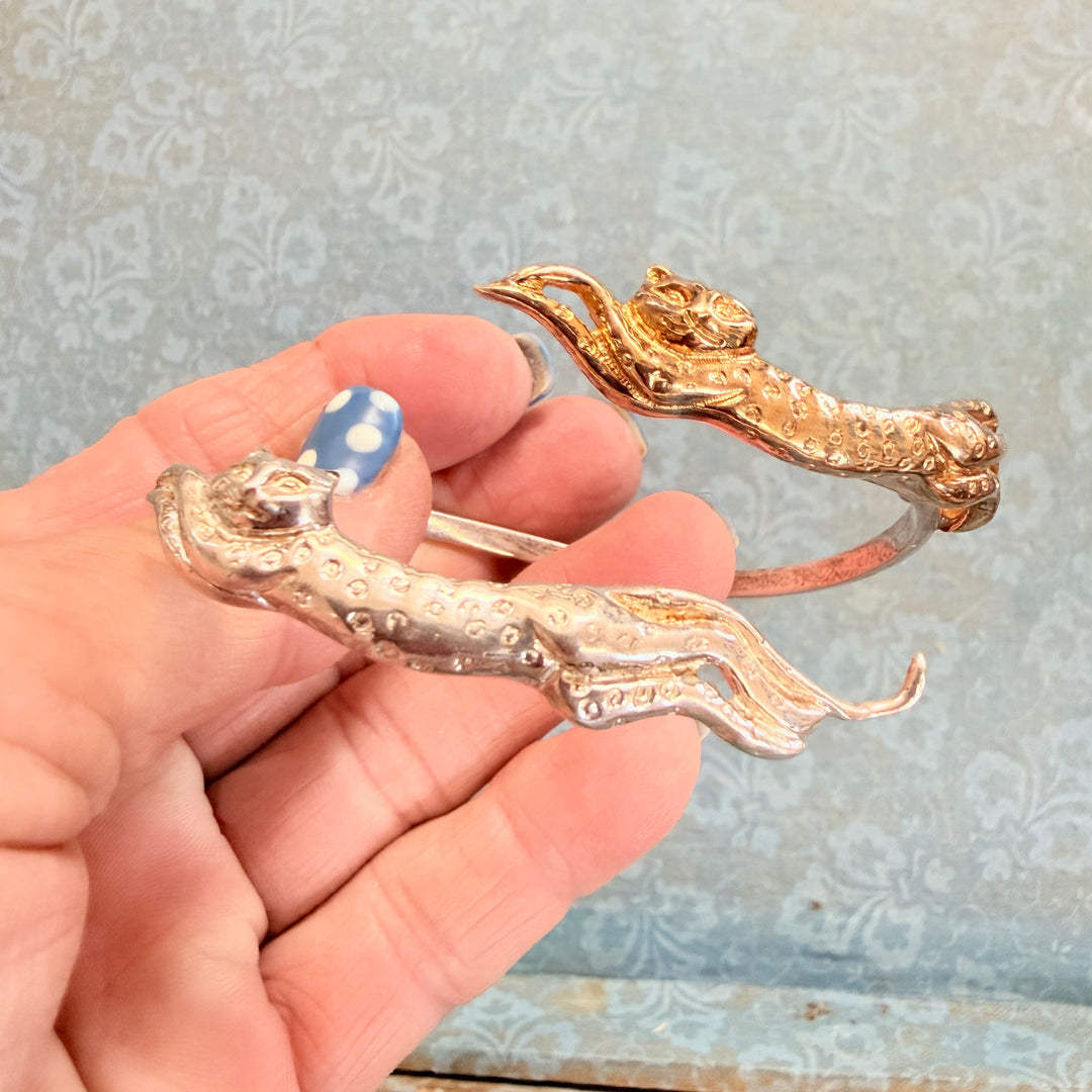 Sergio Bustamante Double Cat Bracelet Sterling Silver & Gold Bracelet