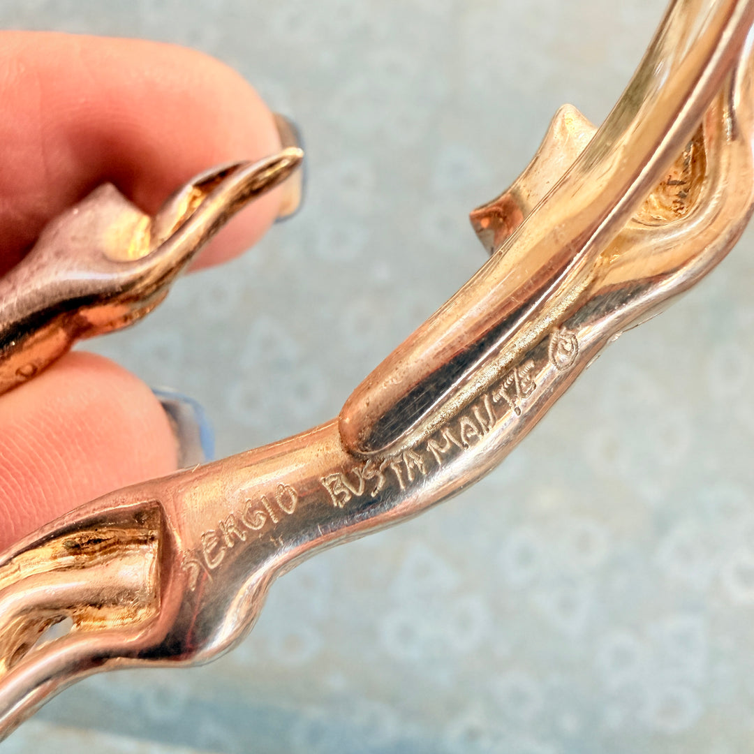 Sergio Bustamante Double Cat Bracelet Sterling Silver & Gold Bracelet