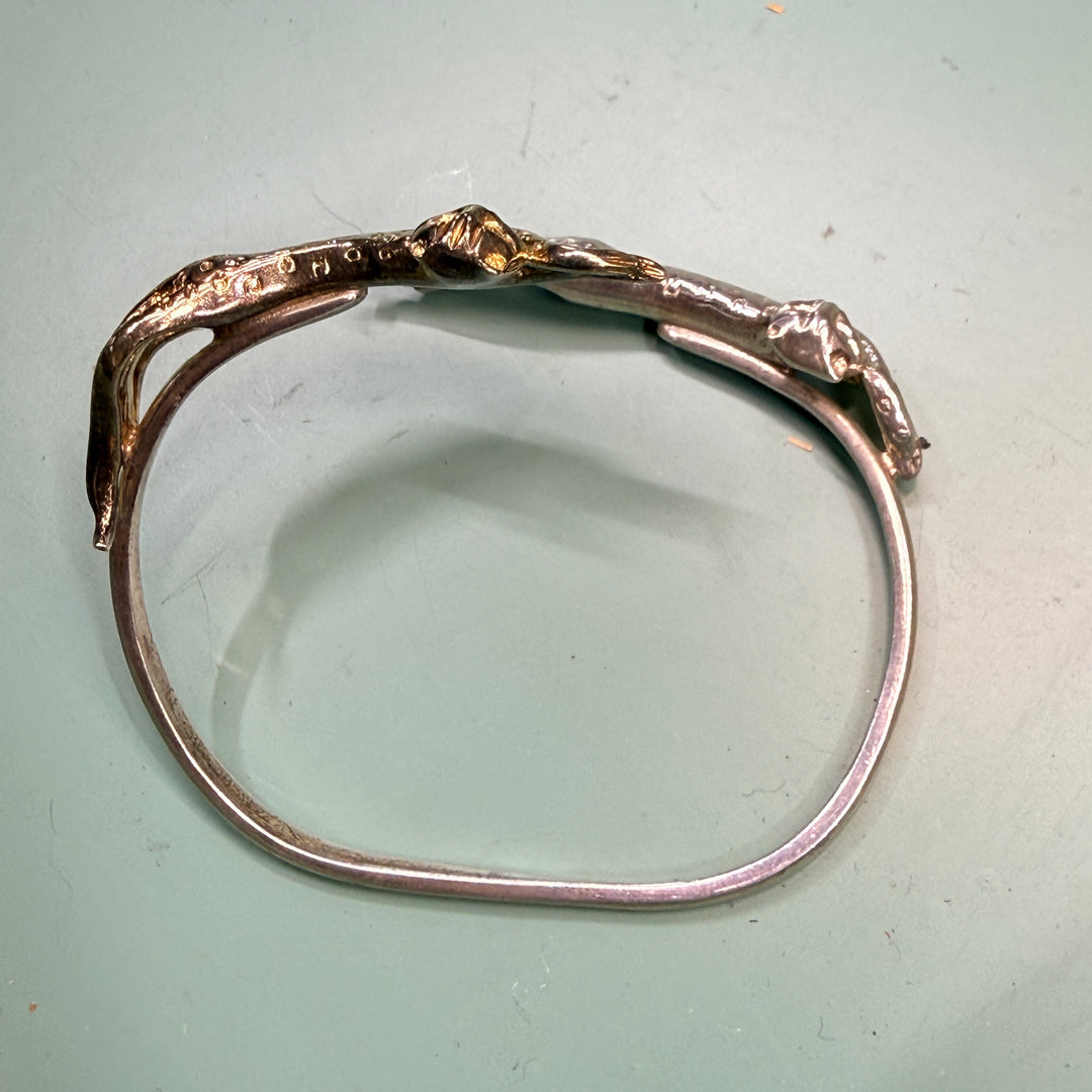 Sergio Bustamante Double Cat Bracelet Sterling Silver & Gold Bracelet