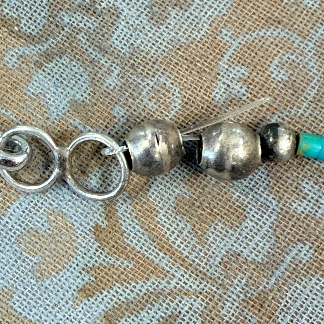 Vintage Hand Wrought Sterling Silver & Turquoise Fetish Necklace