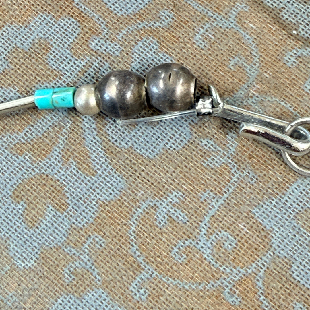 Vintage Hand Wrought Sterling Silver & Turquoise Fetish Necklace