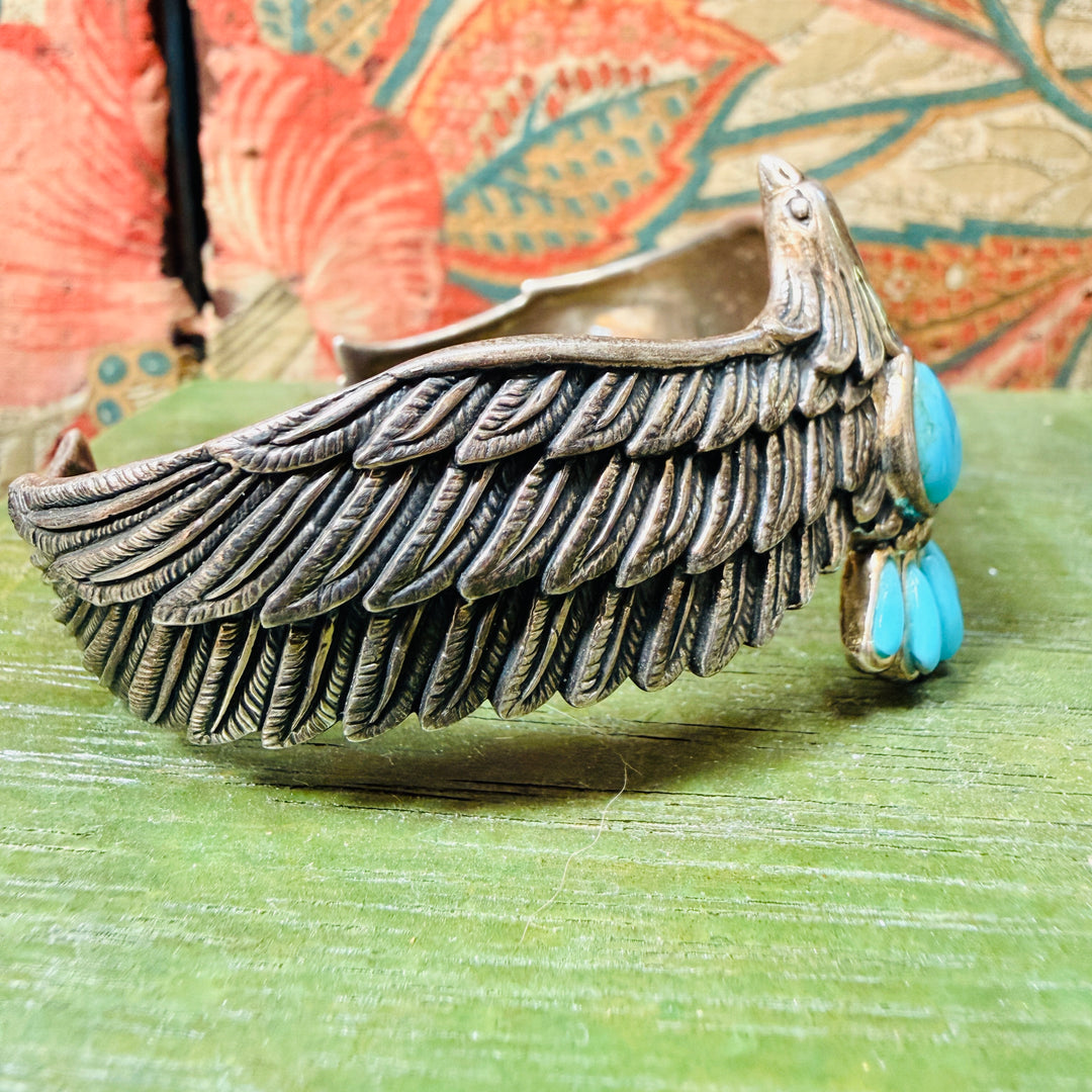 Sterling Silver and Turquoise Eagle in Flight Bracelet
