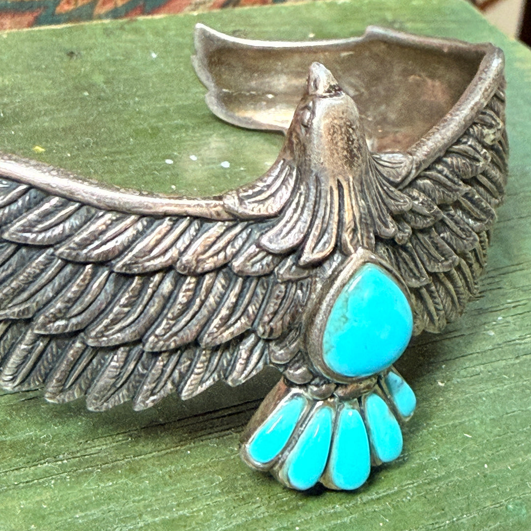Sterling Silver and Turquoise Eagle in Flight Bracelet