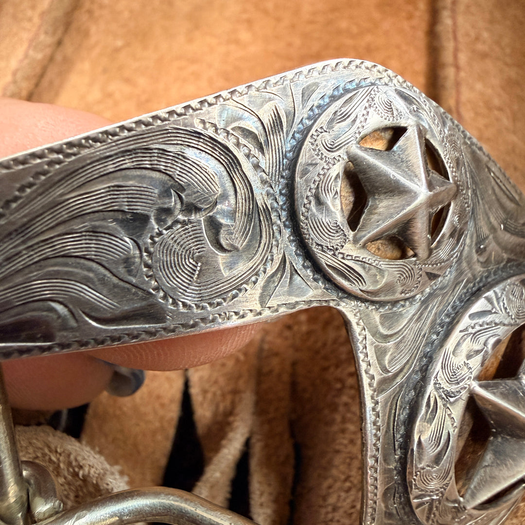 Vintage Mexican Sterling Silver Star Ranger Belt Buckle Set