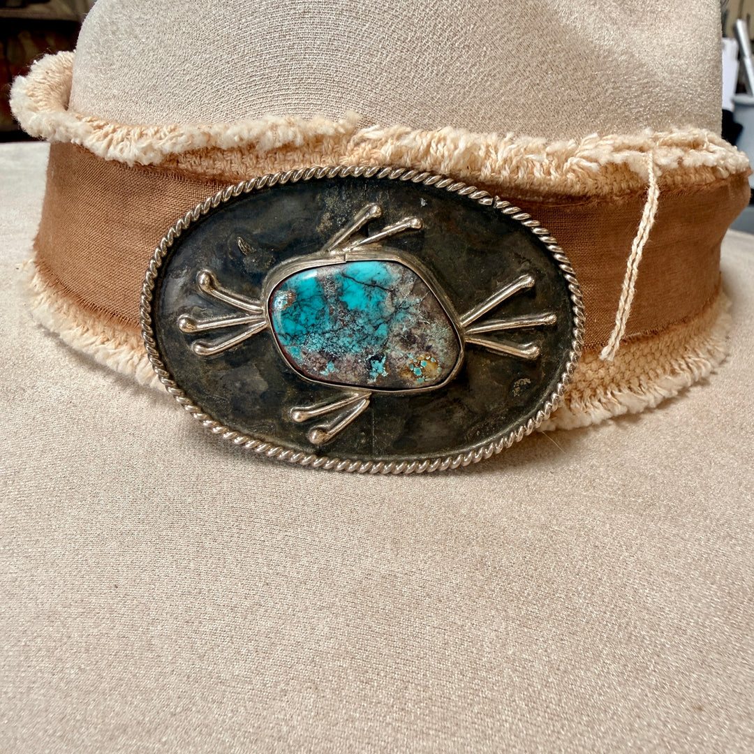 Vintage Navajo Sterling SIlver & Turquoise Large Pin Brooch