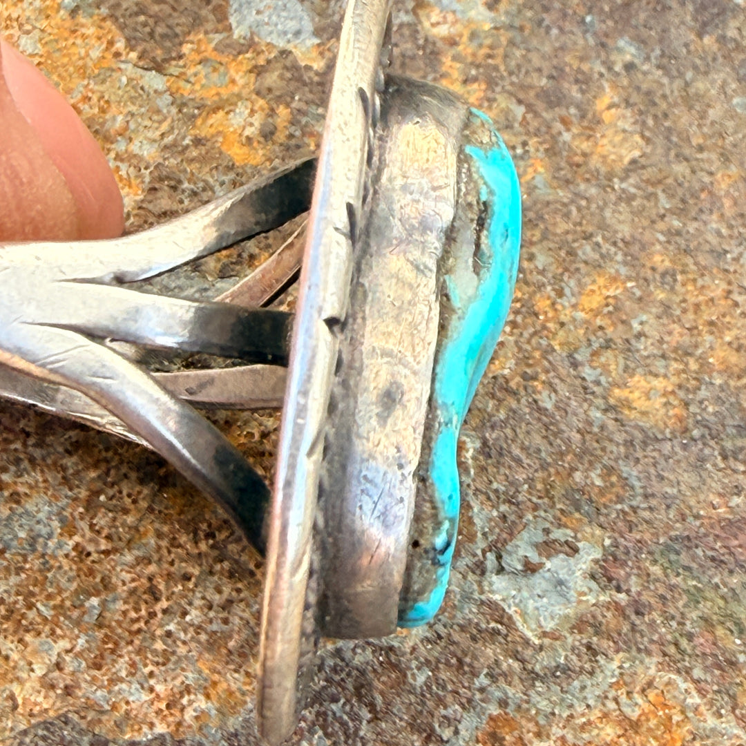 Vintage Navajo Turquoise Sterling Silver Ring Size 8.5