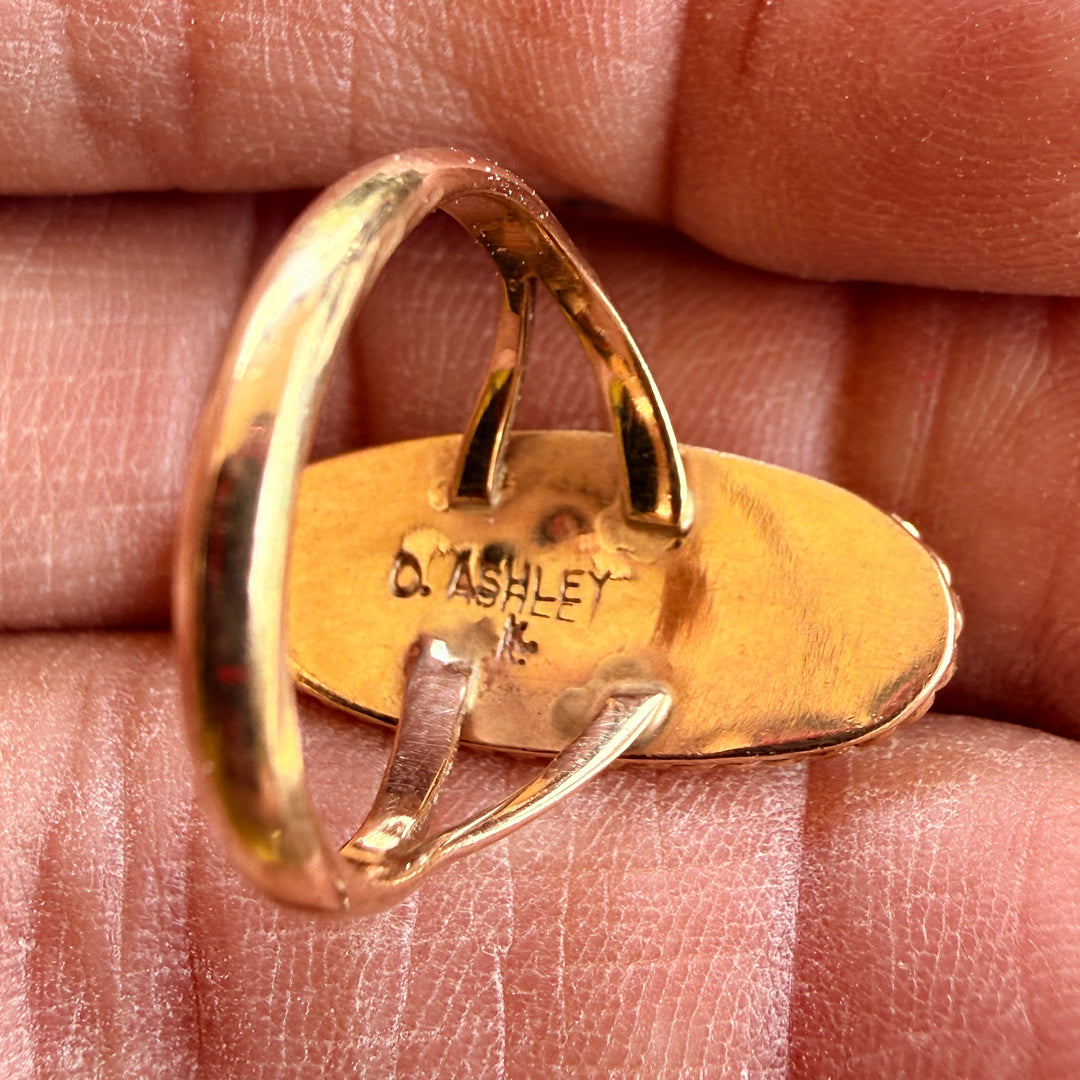 Vintage 14k Yellow Gold & Turquoise Ring Navajo Size 6