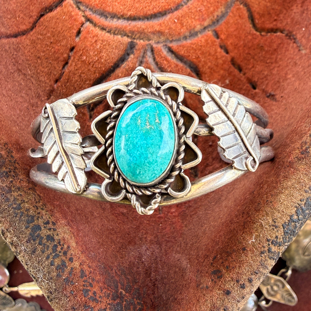 Vintage Navajo Sterling Silver & Turquoise Cuff Bracelet