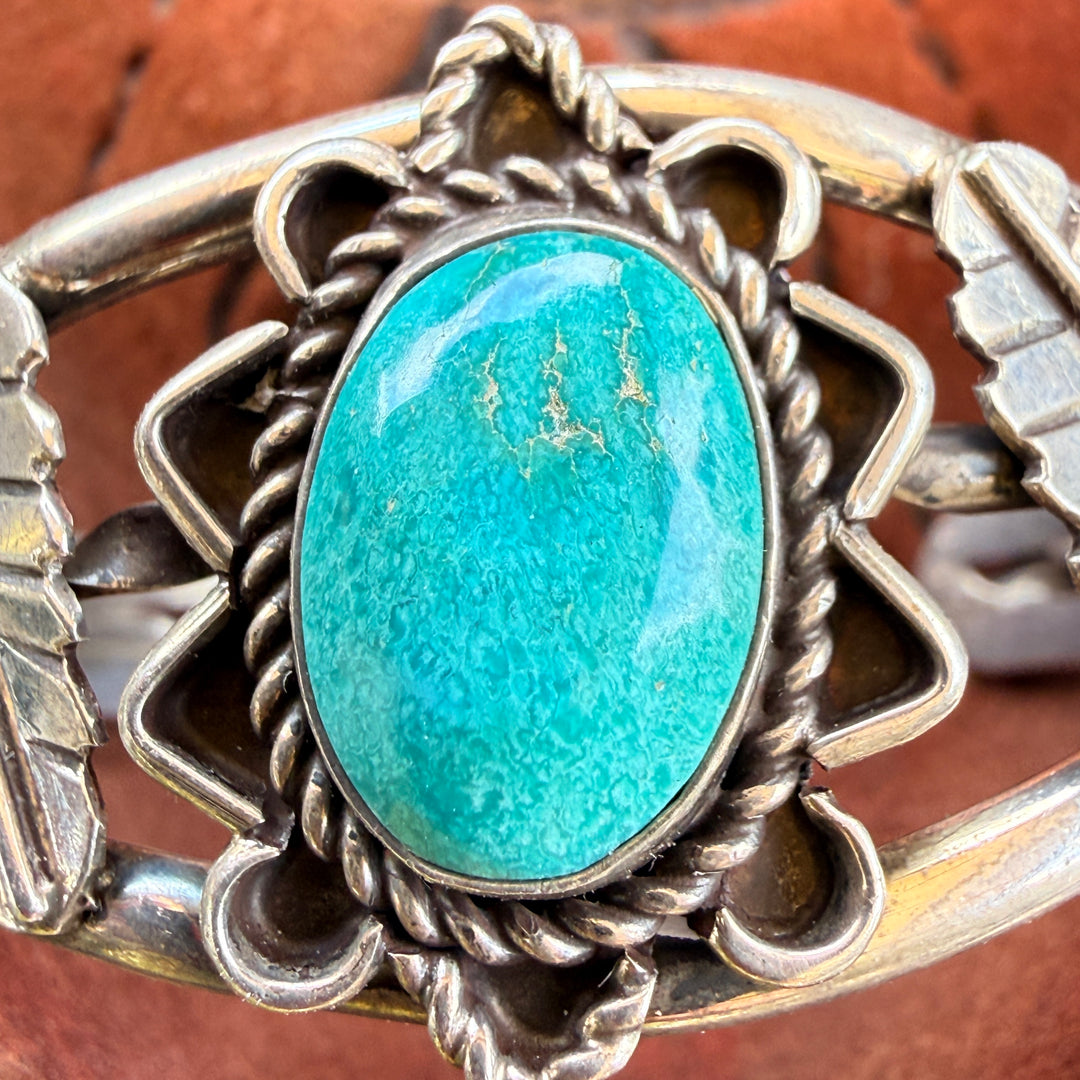 Vintage Navajo Sterling Silver & Turquoise Cuff Bracelet