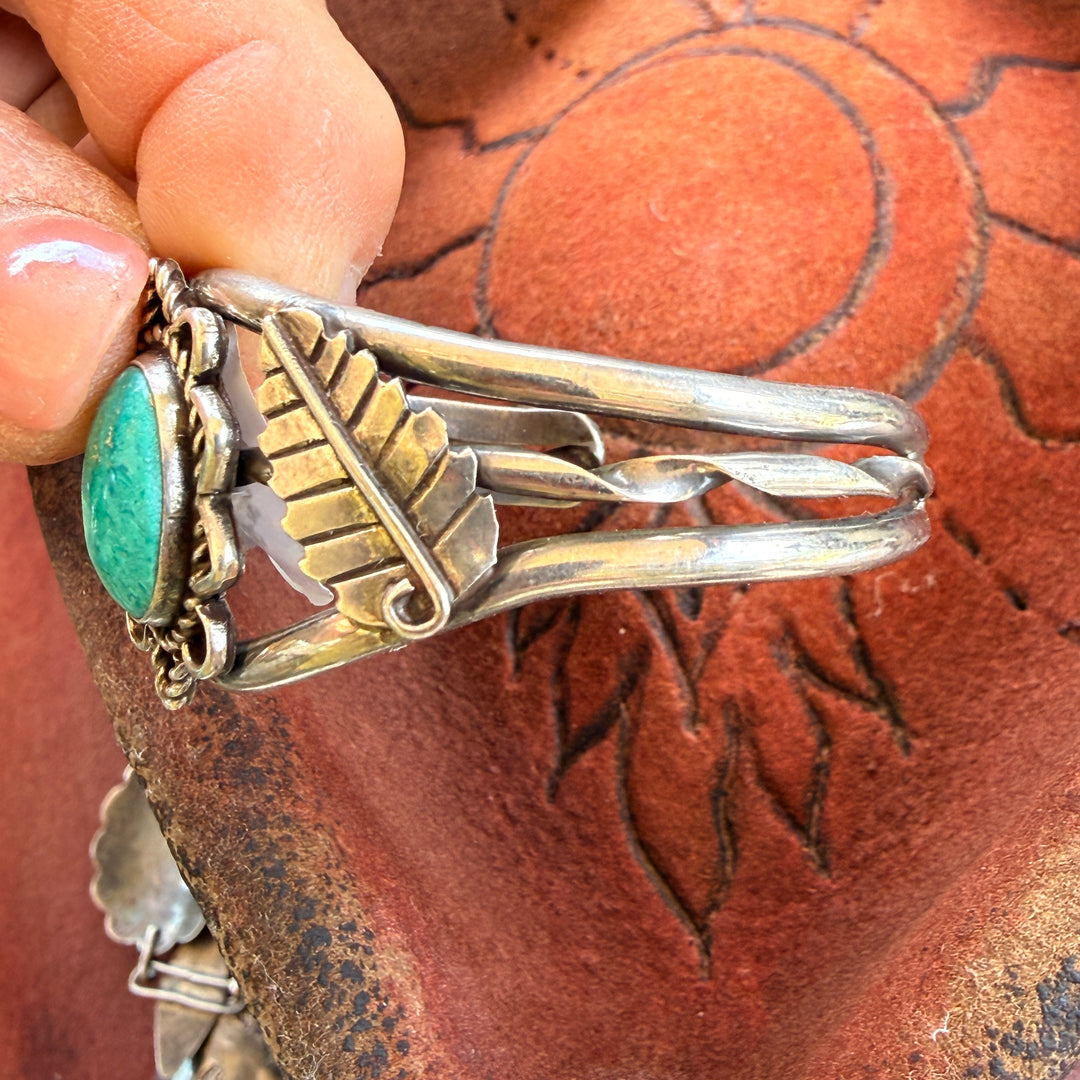 Vintage Navajo Sterling Silver & Turquoise Cuff Bracelet
