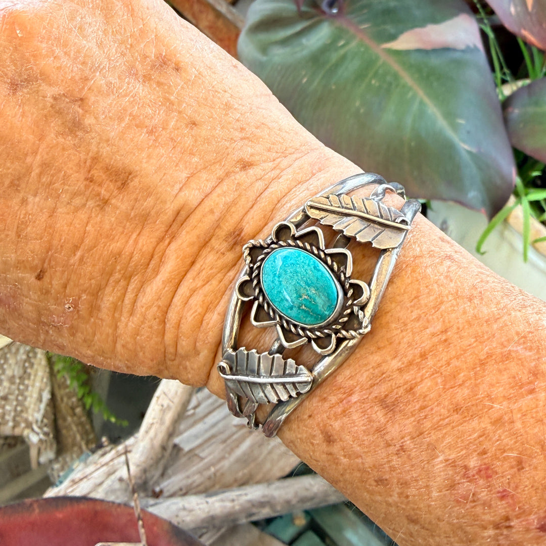 Vintage Navajo Sterling Silver & Turquoise Cuff Bracelet